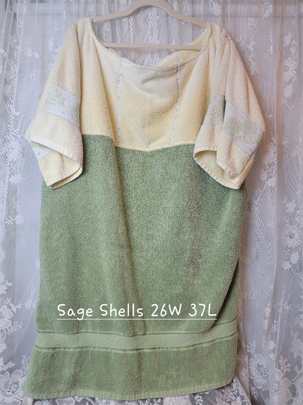 Sage Shells Vintage Towel Dress